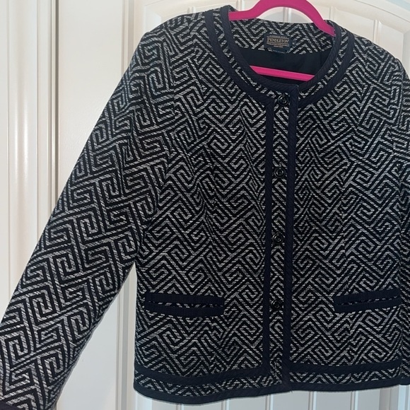 Pendleton 100% cotton all over geometric work career professional blazer size 16 - Picture 4 of 13